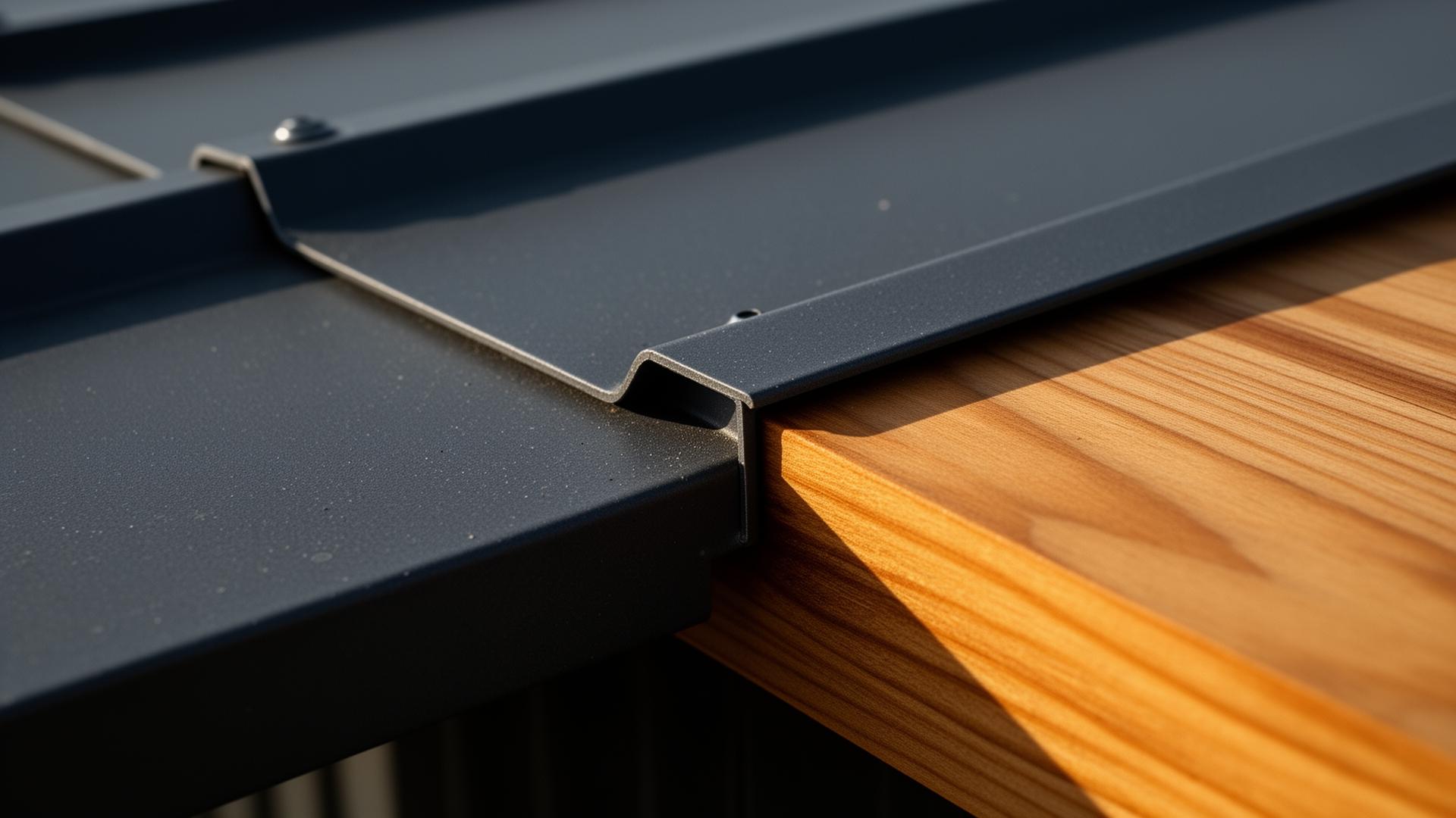 Detail of Colorbond cladding meeting Baltic pine